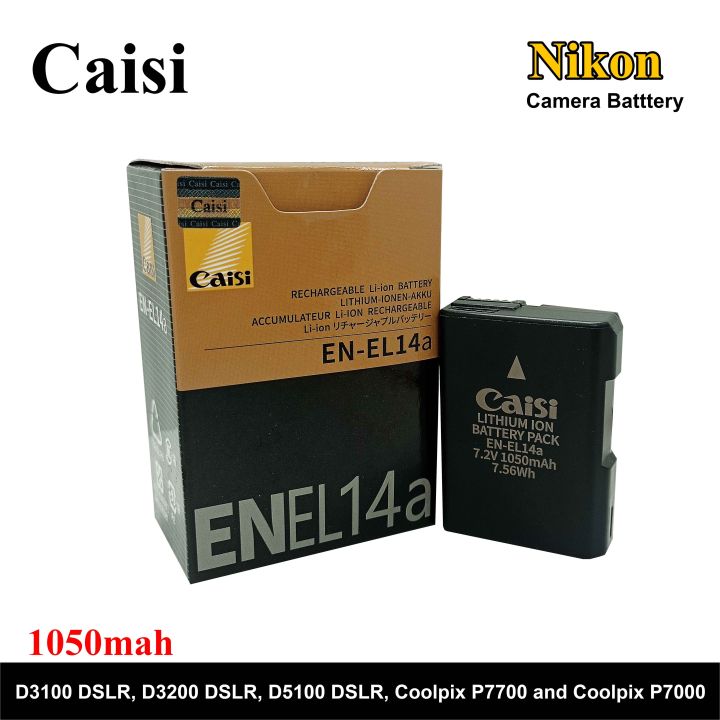 Nikon EN-EL14 Rechargeable Li-Ion Battery Caisi for Nikon D3100 DSLR, D3200 DSLR, D5100 DSLR, Coolpix P7700 and Coolpix P7000 Digital Cameras