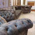 Turkish Fabric Imported 5 Seater Modern Chesterfield Sofa Set In Order 3+1+1 With Free Matching Cushions. 