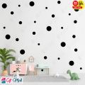 Black Polka Dots Wall Stickers Contemporary Circle Pattern for Bedroom and Living Room. 