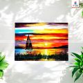 Gift Mall -  Yacht in Sea with Sunset Canvas Painting with Frame Wall Art for Home Decor 6x8 / 8x12 inch / 12x18 inch / 18x24 inch. 