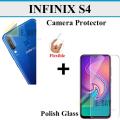 Infinix S4 Tempered Glass Screen Protector Polish Glass + Back Camera 9H Gorilla Flexible Protector For Infinix S4. 