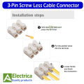 10 pcs Pins Electrical Cable Connectors CH3 Quick Splice Lock Wire Terminal 10A 380V 3 pic connector 3 pin plastic quick connector cable jointer screw less connector By Electrica. 