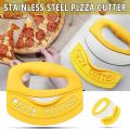 Pizza Cutter, Food Chopper, Super Sharp Blade Stainless Steel, Pizza Rocker Slicer with Protective Sheath, Pizza Knife with Multi Function, Kitchen Tools, Dishwasher Safe Size 15.5 * 13 cm. 