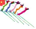 Cats Playing Feather Long Stick toy - Multicolor. 