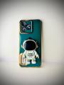 Realme Note 50 Back Cover with Astronaut Hidden Stand Luxury 6D Plating Square Bumper Shiny Cases Soft Silicone Full Protection Mobile Phone Case for Boy Girls - Girls Back Cover. 