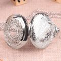 Amour zii Exquise Starry Blue Dial Pendant Silver Hollow Case Quartz Pocket Watch Roman Numerals Retro Watches Souvenir Gift for Men Women. 