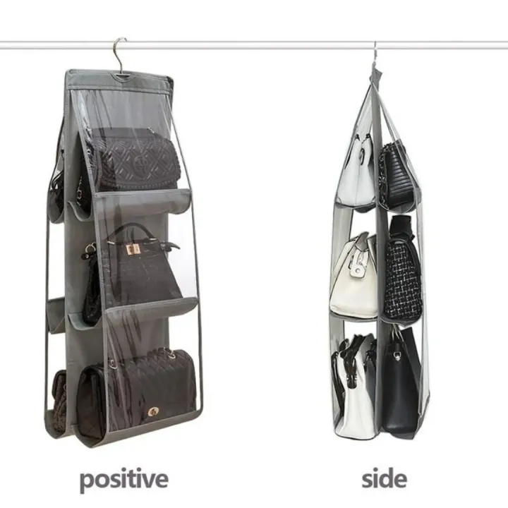 Dust-proof,%20smaller%20in%20size%20bag%20organizer%20with%206%20pockets%20for%20handbags%20and%20an%20attached%20hook%20-%20Image%202