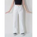 Women Wide Leg Soft Denim Highwaist Jeans For Girls in White. 