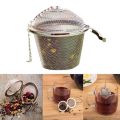 6.5cm BASKET Silver Elegant Perfect Tea Strainer Mesh Stainless Steel Tea Strainer Filter Infuser for Lose Leaf Tea and Mulling Spices - Chain Style. 