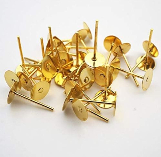 Earring Post Stud Hypo Allergenic Stainless Steel Earring Posts Base Flat Pad Blanks pins Studs and Clear Rubber Earring Backs/Earring Back Stopper, Safety Back Jewelry Making Findings