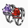 Ehaan Fashion Red Heart Zircon Ring for Women│Black Heart Ring for Women, Girls, Adult, Youth│ Zircon Heart Ring for  Women. 