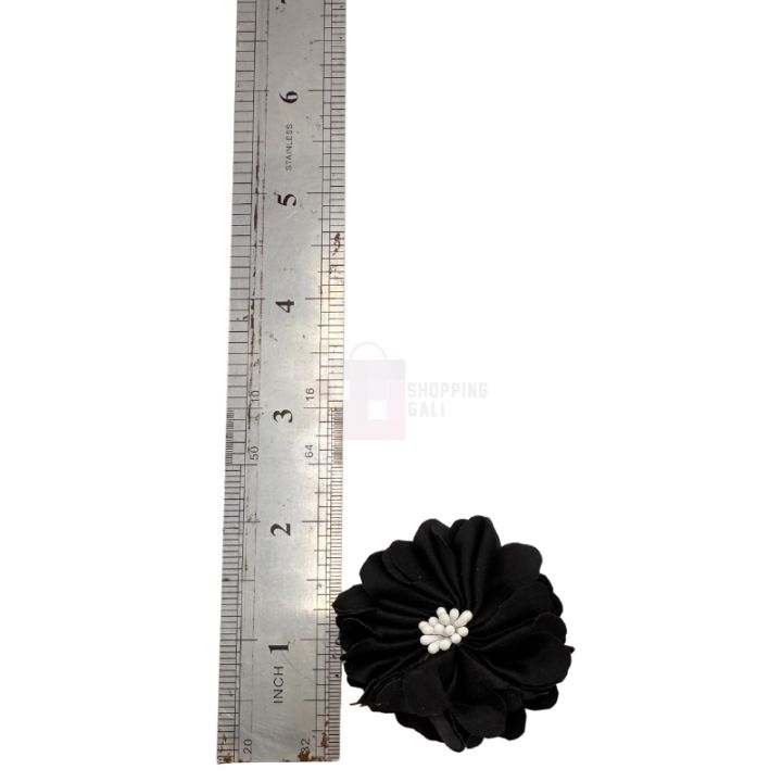 Elegant Black Artificial Flowers - 1.8 Inch Diameter, Pack of 3