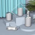 4 Pcs Plastic Bathroom Accessory Set,with Toothbrush Cup(Grey). 