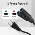 2 Prong Power Cord Tape Cable (1.25Y) Black Original Branded Pure Copper Lead. 