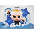Boss Baby Foil Balloon Set - 16 Inch - Balloon Decoration Items - Blue - Boys - Pack Of 5 Foil Balloons. 