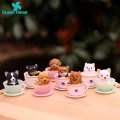 Green Home Dog Sculpture Toy Stable Base Smooth Edge Teacup Dog Figurine. 