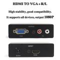 VGA to HDMI Converter Box Brown Box VGA Input to HDMI Output with Audio Support Plug Play Adapter for Monitor Laptop PC to HDTV Projector High-Quality Signal Transmission Compact Durable Design VGA to HDMI Adapter Converter Cable Video Converter - Black. 
