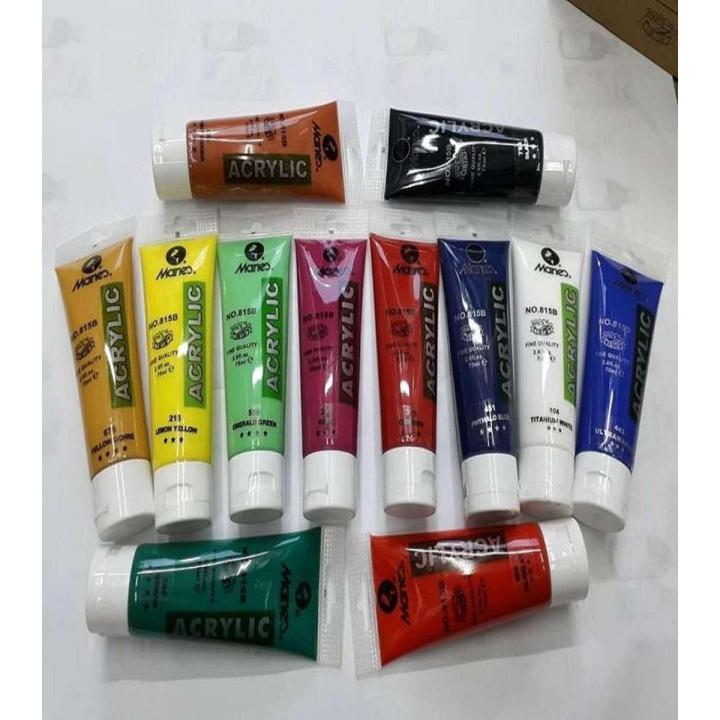 Marie's Acrylic Paints Big Tubes - 75 ml - Pack Of 12 Pcs