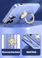 For OnePlus Nord N200 5G / Nord N300 Back Cover with Lanyard Rhinestone Ring Stand Luxury 6D Plating Square Frame Phone Case Shiny Holder Soft Silicone Protective Cases Pouch Girls. 