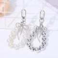 Lovely Bowknot Pearl Hoop Keychain Pendant Backpack Decoration Charm Jewelry BAWEI. 