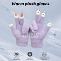 Riding Safety Gloves Cartoon Face Knitted Warm Touch Screen Gloves for Cycling Anti-slip Soft Elastic Warm Plush Gloves. 