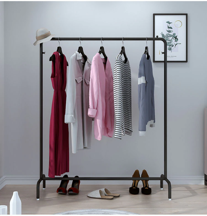 High-quality clothing store display rack golden floor-type iron women's clothing store hanger shoe bag display stand