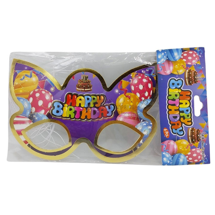 Happy Birthday Fancy Paper Masks - Party Masks - Multicolors - Unisex - Pack Of 6