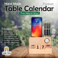 Gift City Presents Wooden Table Calendar with Clock and Pen + Visiting Card + Mobile Holder For Office. 