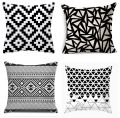 Techmanistan Pack of 5 - Random Design Black & White Geometric Cushion Covers, Throw Pillow, Decorative Case, Without Filling. 