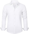 Men Shirts for Office - Men's Dress Shirts Solid Long Sleeve Stretch Wrinkle-Free Formal Shirt Business Casual Button Down Shirts - Men's Button-Down Shirts. 
