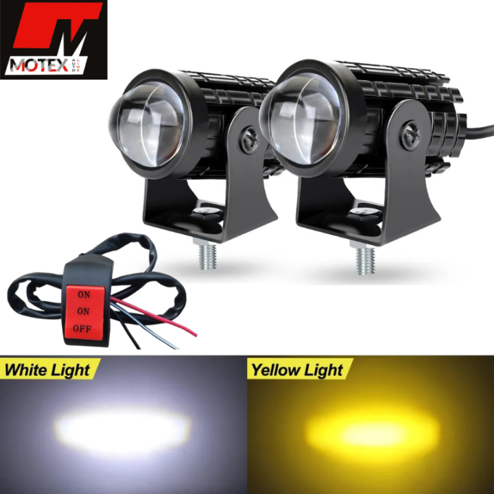 Pack of 2 - Mini Driving Led Light With Free On/Off/On Switch, Ultra Bright Led Light For Motorcycle  - Universal Fitment Eg Cd 70cc, Cg125tcc, Ybr & Other Bikes