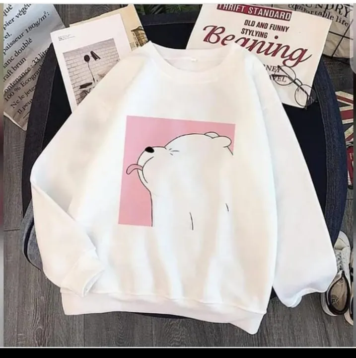 White Panda Fleece Full Sleeves Pull Over Sweatshirt For Women - Stay ...