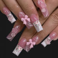 24cs ink ails Y2 ress on ails ig Sparkly hinestone esigns la French ips False ails for Women y2k s. 