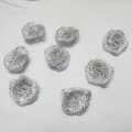 10 Pcs Beautiful Silver Shiny Roses Size 1.6cm DIY Crafts. 
