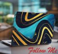 Abstract Blue Gold Art Laptop Skin Vinyl Sticker Decal, 12 13 13.3 14 15 15.4 15.6 inch Laptop Skin Sticker Cover Art Decal Protector Fits All Laptops. 