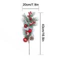 Red Berry Stems Artificial Pine Picks for Wedding Garden Christmas Tree Filler Decorations 2 Pack. 
