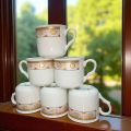 Pack Of 6 Tea cups /Tea cups pack of 6 Premier Design Ceramic Tea cusp New Stylish Set Multi Broder Design | Elegant 6-Piece Stylish Tea Cups Set of 6 - 6 Piece Set - Tea mugs set Stylish and Durable for Home Use and Perfect Gifts 180ml. 