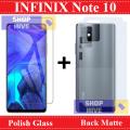 Infinix Note 10 Glass Protector Polish Tempered Glass | Infinix Note 10 Back Protector Matte Skin Sheet. 