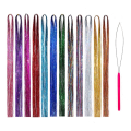 Hair Extension Colored Wire Hair Extension Wire Tinsel Set Heat Resistant Fairy Hair Tinsel Set with Tools. 