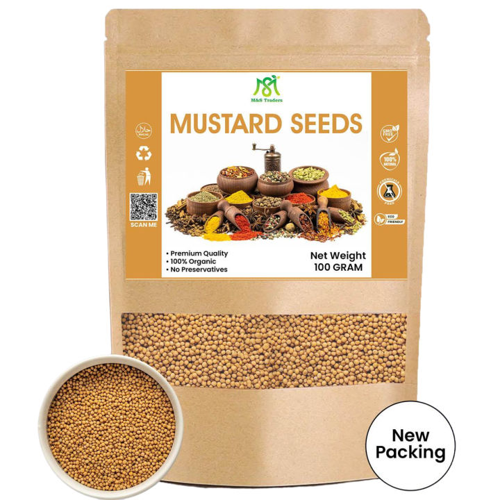 Natural & Original White Mustard Seeds /  Safaid Pili Sarson 100 GM