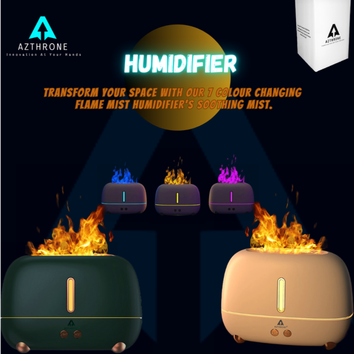 AZTHRONE New Simulation 3D Flame 7 Color Home Ultrasonic Cool Mist