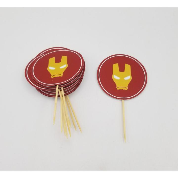 IRON MAN THEME CUPCAKE TOPPERS PACK OF 10 CUPCAKE TOPPERS