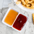Melamine Rectangular Sauce Dishes small Bowls for Soy Sushi Dipping Appetizer Serving Dish for Sauces Compartment 2 Dish. 