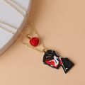 2Pcs Rock Band My Chemical Romance Necklace MCR Three Cheers Couple Mismatch Necklaces Rose Flower Double Layer Necklace Jewelry. 