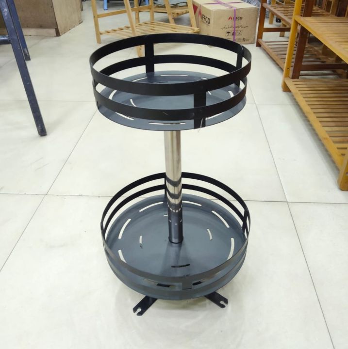 2 Tier 360 Degree Rotating Rack Kitchen Cabinet Organizer Rack for Jars ...