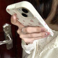 Aesthetic Cute Flower Leather Phone Case For iPhone 15 14 13 12 Pro Max 11 Lovely Floral Art Shockproof Soft Back Cover Funda. 