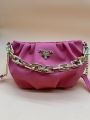 New Trending Stylish Crossbody Metal Chain Design Strap Mini Shoulder Handbags | Hand Bag For Girls, Ladies, Women | Bags For Girls Women Ladies | Female Embroidery Travel Zipper Leather Handbag | Best Gift for Her. 