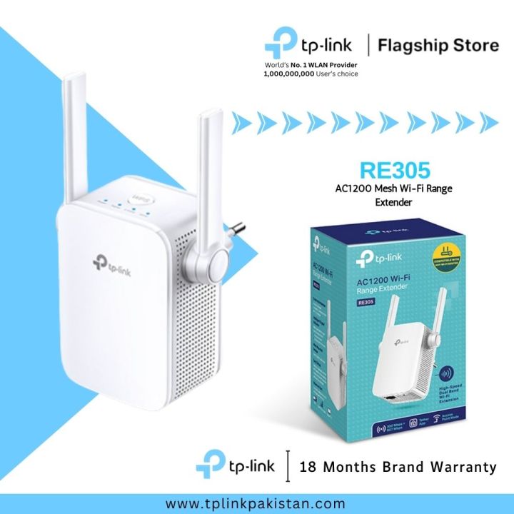 TP-Link Wi-Fi Extender RE305 AC1200 Dual Band Mesh Wi-Fi Range Extender - 18 Months Brand Warranty
