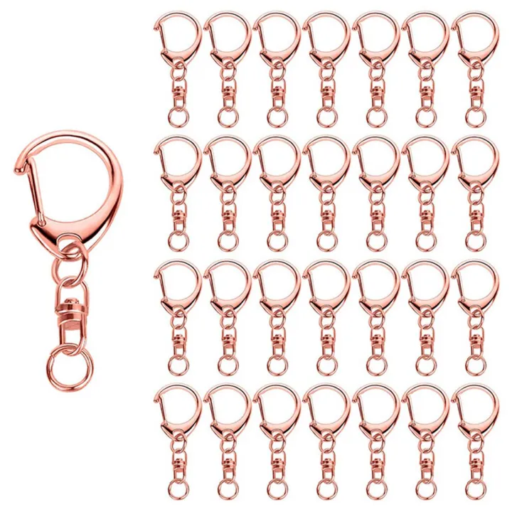 50 Pcs Rose Gold Keychain, Spring Snap Key Ring with Chain and Jump Rings, DIY Key Chain Parts for Craft Hang Buckle
