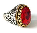Silver and Gold Touching Ring with beautiful Red stone ring for men. 